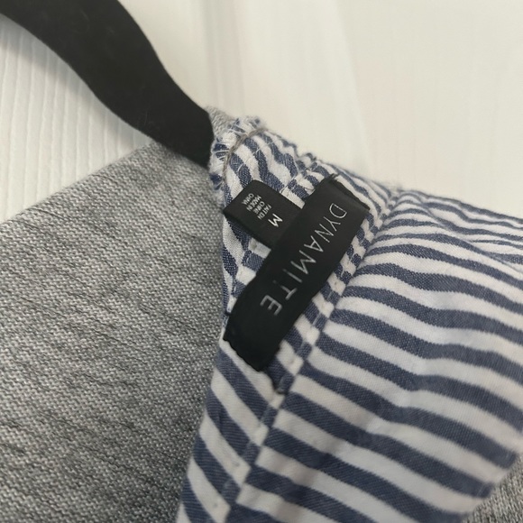 Faux Layered Top - Gray Sweater with Striped Dress Shirt - Picture 3 of 4